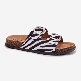 Inna Kvinders flip flops med zebra spænder hvid 4