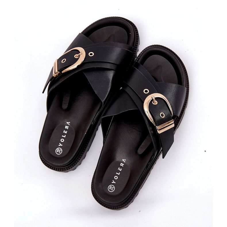 Kvinders flip flops på platformen med sort spænde 3
