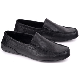 Polbut Mænds læder moccasins 2105 sort fedt ærter 2