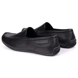 Polbut Mænds læder moccasins 2105 sort fedt ærter 4