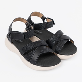 Sergio Leone Kvinders sandal på en hvid platform sort 2