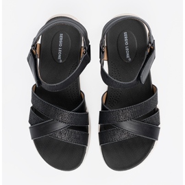 Sergio Leone Kvinders sandal på en hvid platform sort 3