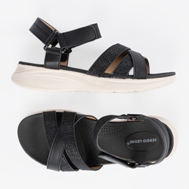 Sergio Leone Kvinders sandal på en hvid platform sort 4