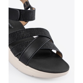 Sergio Leone Kvinders sandal på en hvid platform sort 5