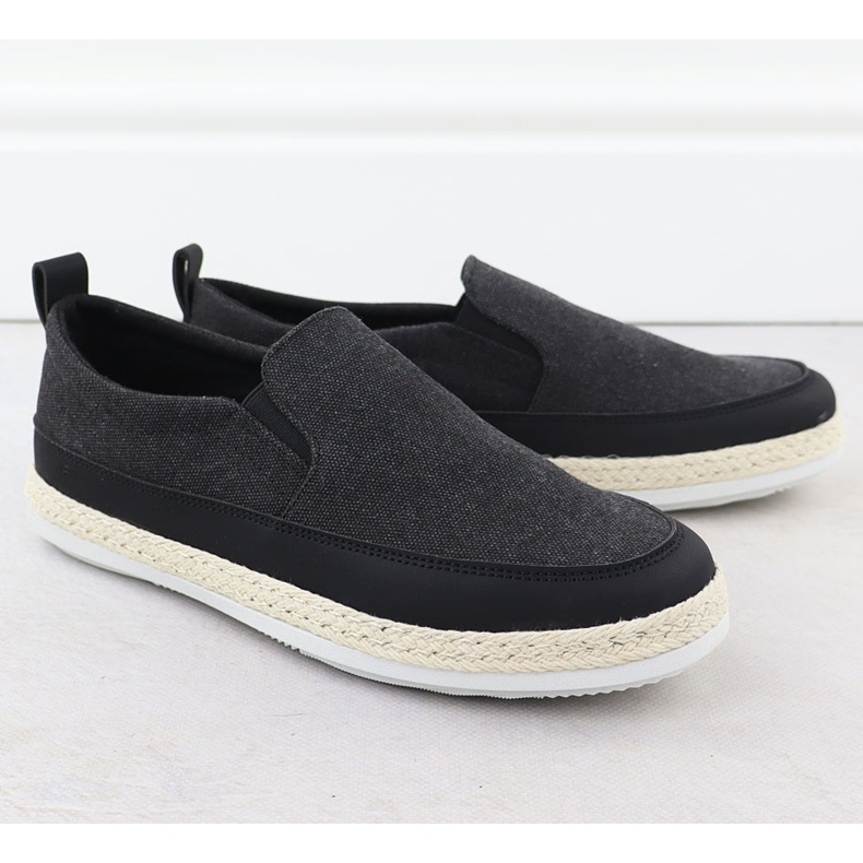 Nowacki Mænds sko Espadrilles gled i sort 0017-T 1