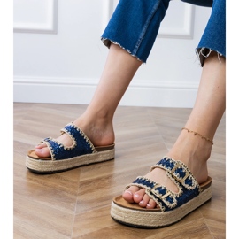 Navy Blue Glitter Espadrilles med spænder blå 1