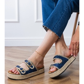 Navy Blue Glitter Espadrilles med spænder blå 2
