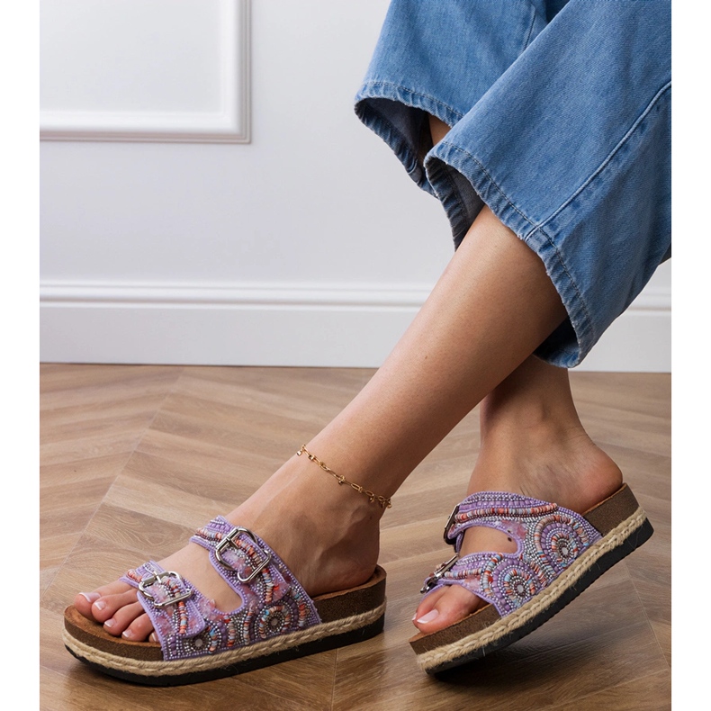 Lilla etniske flip flops med klemmer på striber 2