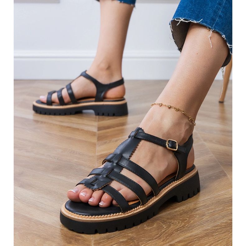 Sorte gladiator sandaler med en spænde 2