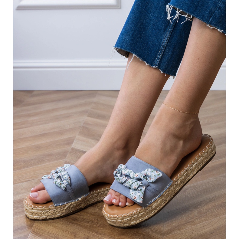 Blå espadrilles med en bue 2