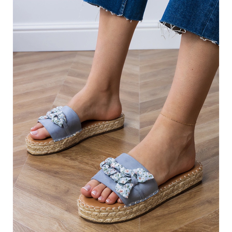 Blå espadrilles med en bue 1