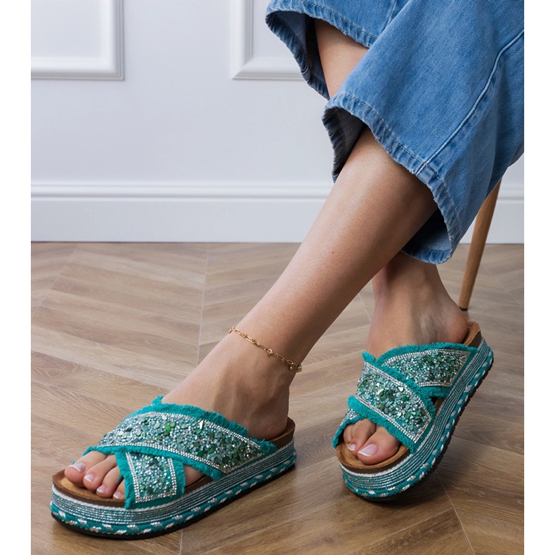 Grøn flip flops med striber 2