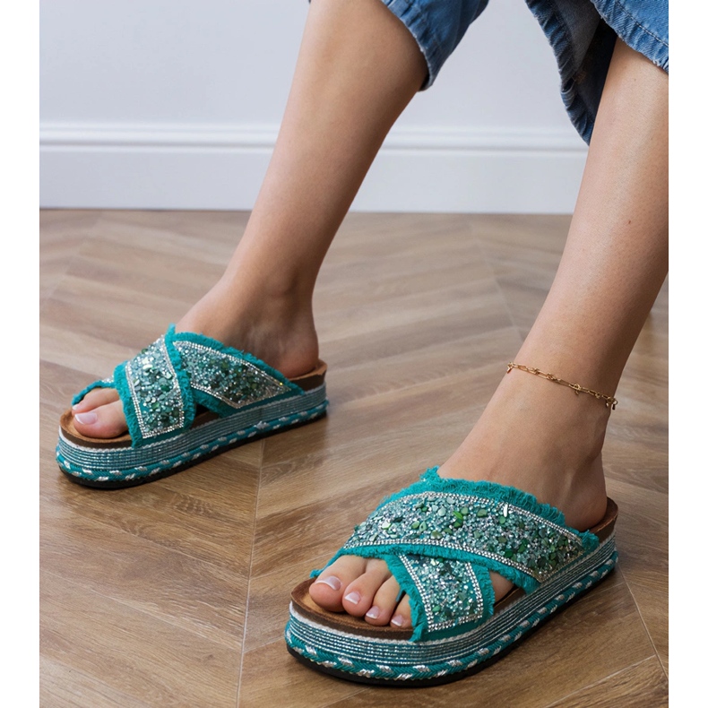 Grøn flip flops med striber 1