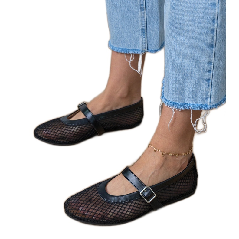 Sort mesh ballerinas med en spænde 2