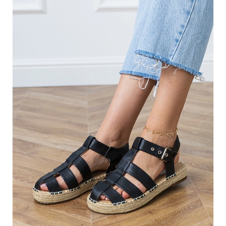 Sorte espadrilles bygget -i sandaler 2