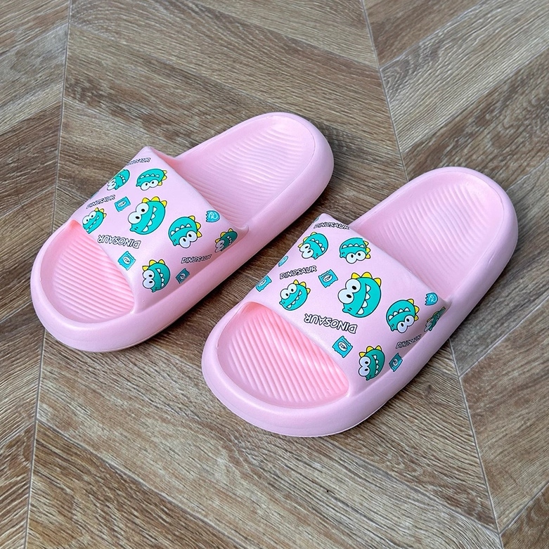 Lyserøde børns flip flops med tryk 1