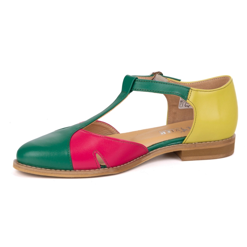 Olivier Women's Leather Sandals 4240/35 Ziel/Roz/Zol grøn 1