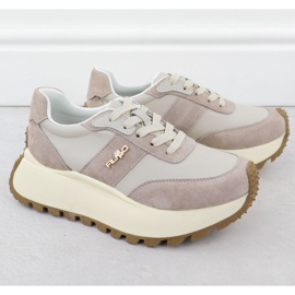 Lædersportsko på en tyk platform beige filippo dp6785 2