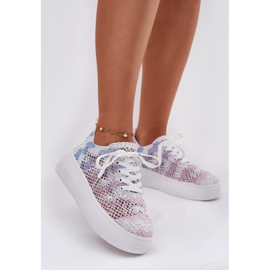 Kvinders sneakers på platformen med en hæklet øvre multicolor flerfarvet 2