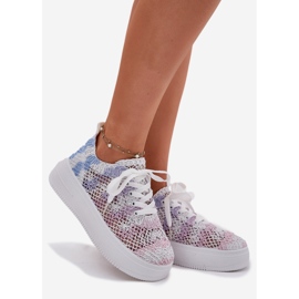 Kvinders sneakers på platformen med en hæklet øvre multicolor flerfarvet 1
