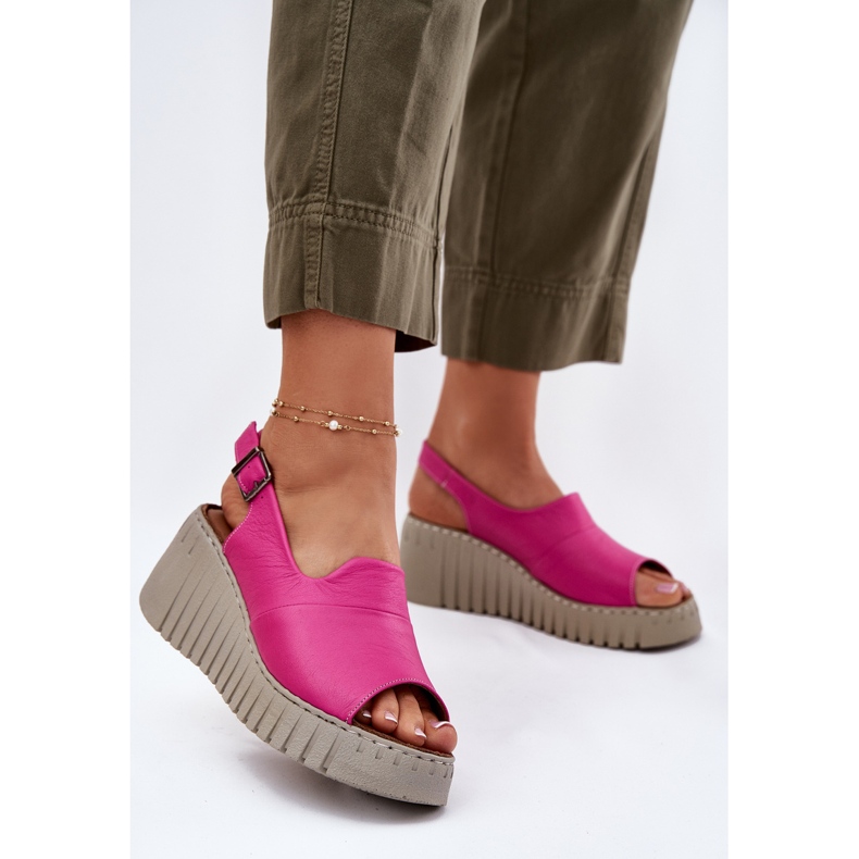 ARTIKER Kvinders sandaler lavet af naturligt læder til en Wedge Artker 54C0789 Fuchsia lyserød 2