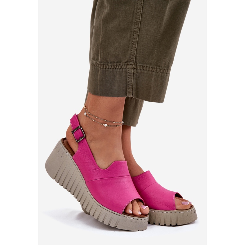 ARTIKER Kvinders sandaler lavet af naturligt læder til en Wedge Artker 54C0789 Fuchsia lyserød 1