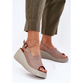 ARTIKER Kvinders sandaler lavet af naturligt læder til en Wedge Artker 54C0788 Dark Beige 2