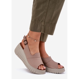 ARTIKER Kvinders sandaler lavet af naturligt læder til en Wedge Artker 54C0788 Dark Beige 1