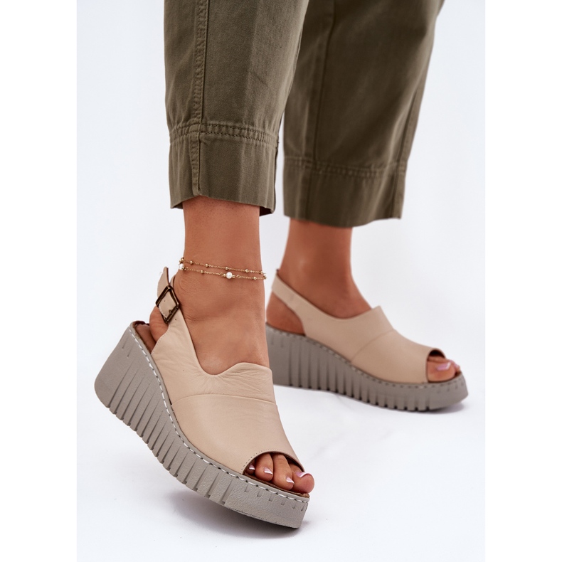 ARTIKER Kvinders sandaler lavet af naturligt læder på Wedge Artker 56C0957 Beige 2