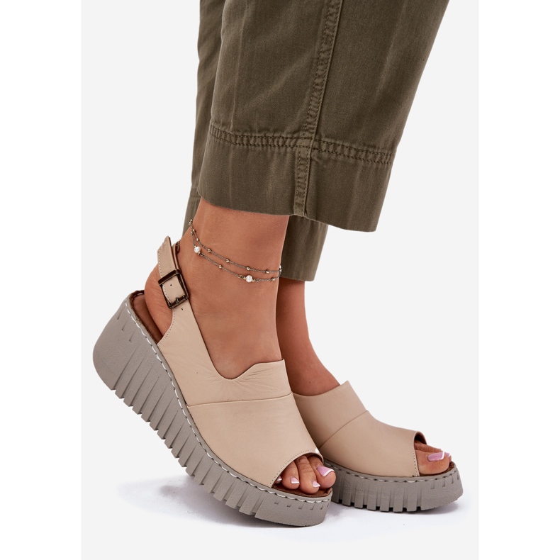 ARTIKER Kvinders sandaler lavet af naturligt læder på Wedge Artker 56C0957 Beige 1