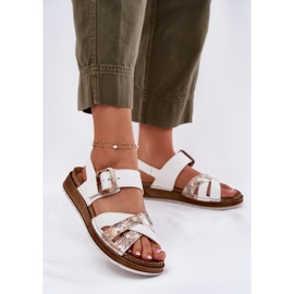 Kvinders sandaler med inblu GS000056 White Buckle hvid 2