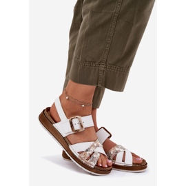 Kvinders sandaler med inblu GS000056 White Buckle hvid 1