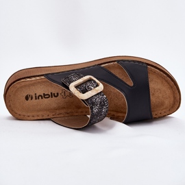 Letvægt kvinders flip flops med inblu GS000055 sort spænde 7