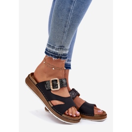 Letvægt kvinders flip flops med inblu GS000055 sort spænde 1