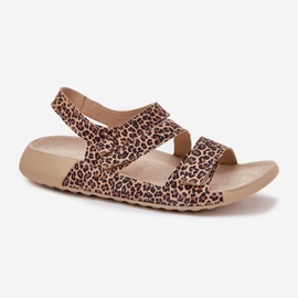 Kvinders lædersandaler Zazoo K1004 Leopard Print brun 4