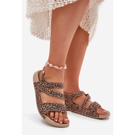 Kvinders lædersandaler Zazoo K1004 Leopard Print brun 1