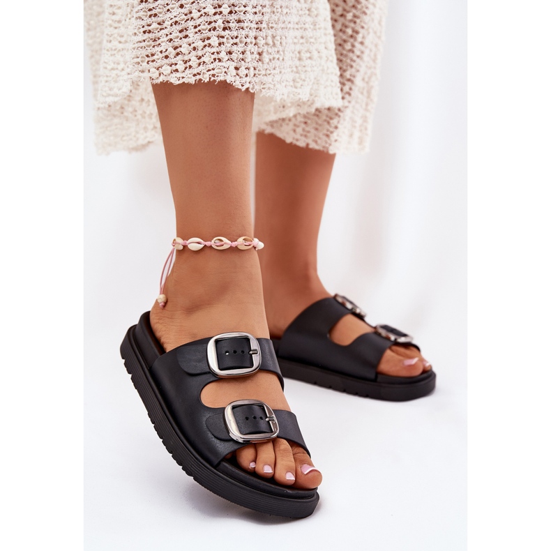 Kvinders flip flops med klemmer på platformen sort 2