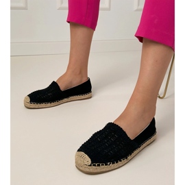 Sort åbent arbejde espadrilles på platformen 1