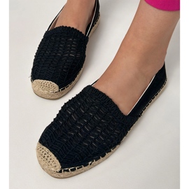Sort åbent arbejde espadrilles på platformen 2