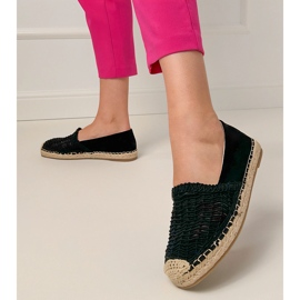Sort åbent arbejde espadrilles på platformen 4