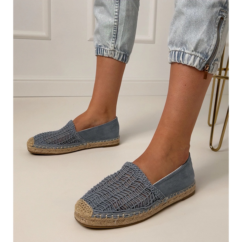 Blue Openwork Espadrilles på platformen blå 1