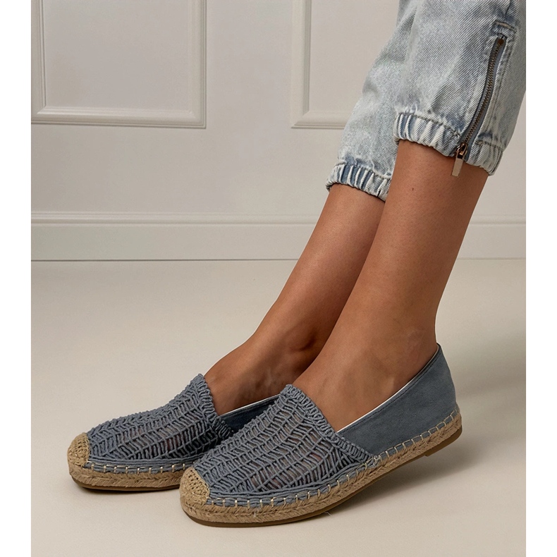 Blue Openwork Espadrilles på platformen blå 2