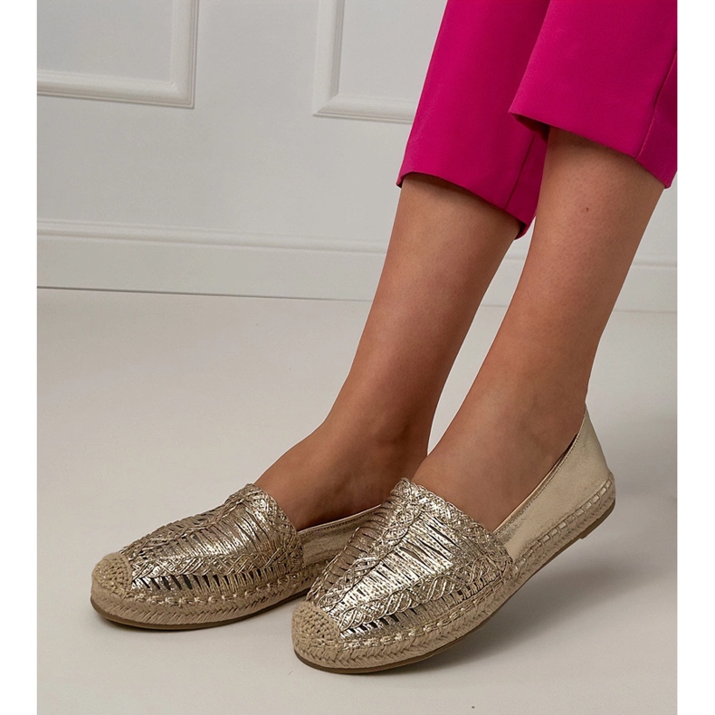 Openwork Espadrilles på platformen gylden 2
