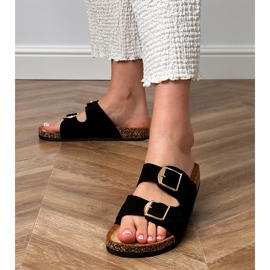 Sort flip flops med kork sål 1