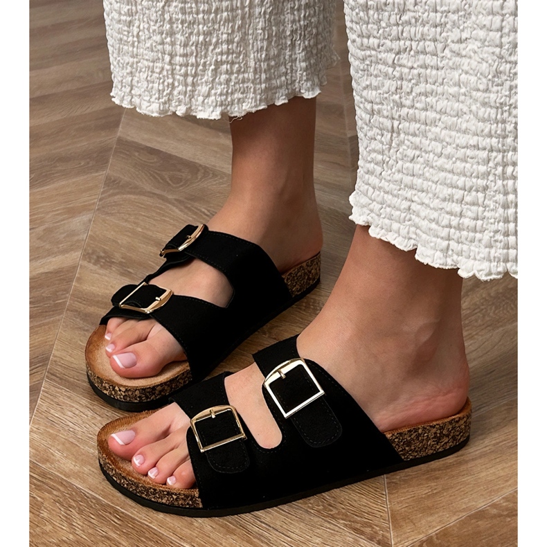 Sort flip flops med kork sål 2