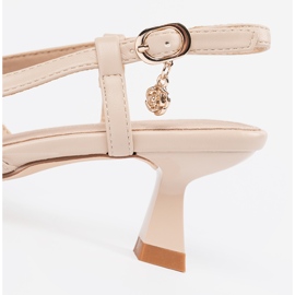 Goodin Lav -hælede åbne pumper beige 2