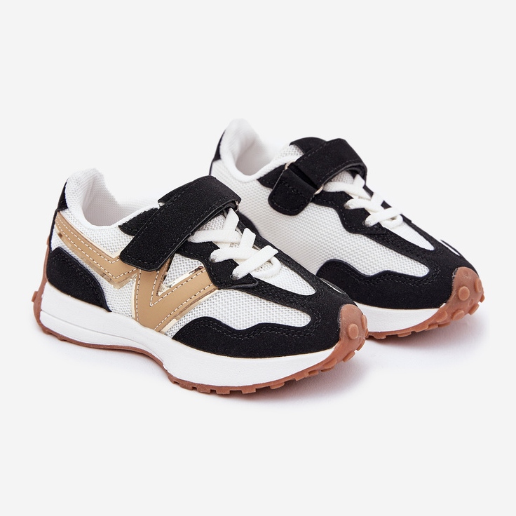 Børns sneakers med hvid og hvid velcro sort 1