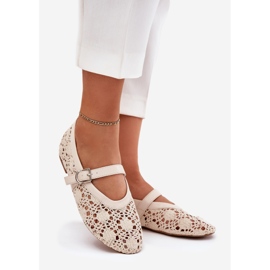 Openwork Ballerinas med beige bælte 1