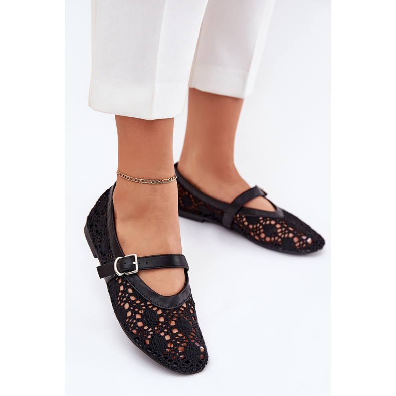Openwork Ballerinas med sort bælte 2