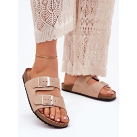 Kvinders flip flops på Cork -platformen beige spænder 2
